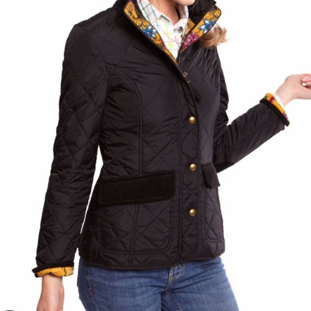 Joules coat with fun yellow printed lining